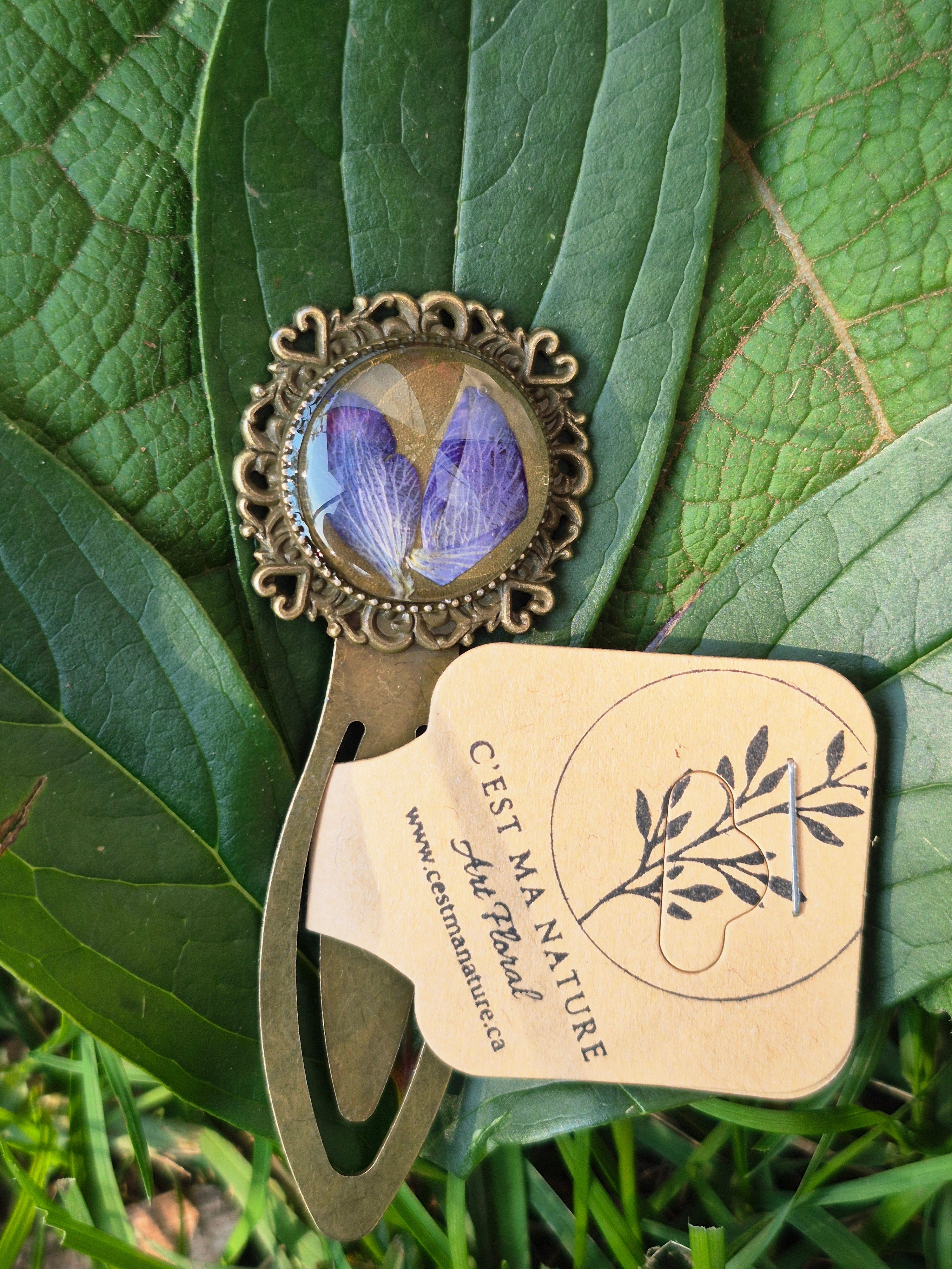Marque-page vintage - Collection pétales bleues