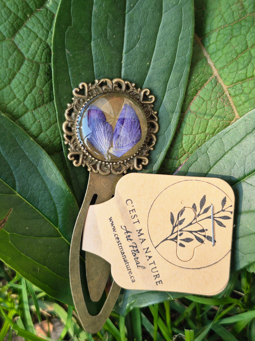 Marque-page vintage - Collection pétales bleues