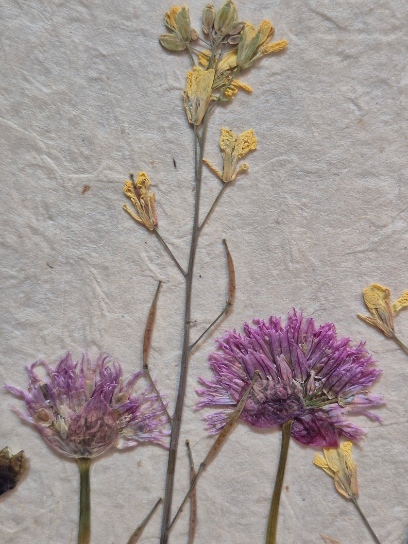 Composition florale artisanale sur papier Lokta 
