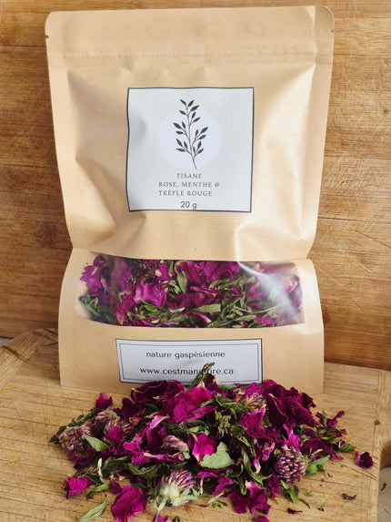Tisane Rose, menthe & trèfle rouge