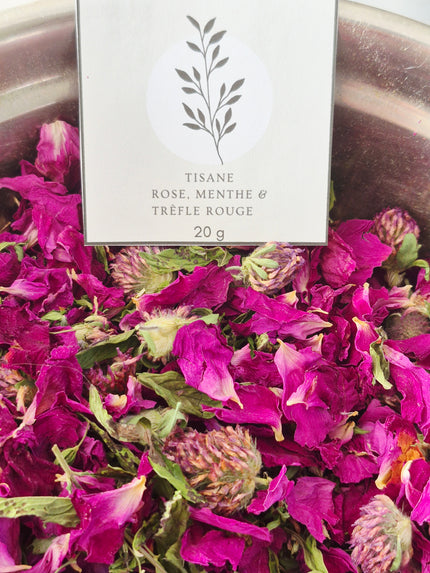 Tisane Rose, menthe & trèfle rouge